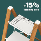 Taranta 4 Step Ladder,Aluminum Lightweight Folding 4 Step Stool with Anti-Slip Wide Pedal,330lbs Capacity Step Ladder for Household,Kitchen,Office - White Woodgrain