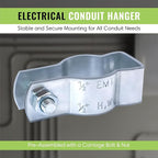 SELECT 50 Pack Lighting Conduit Hanger, 1/2 Inch Electrical Conduit Clamp with Carriage Bolt and Nut, Galvanized Conduit Clamps, Rigid Conduit Pipe Fittings for Mounting
