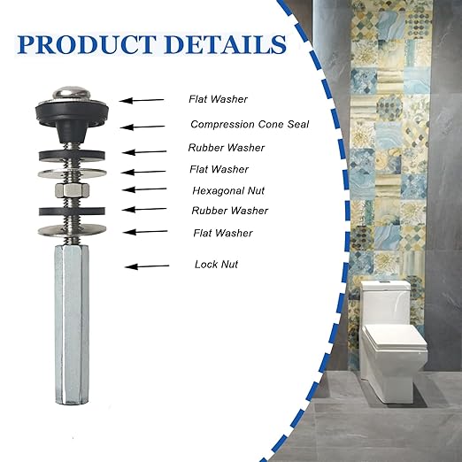 Upgraded Toilet Tank to Bowl Bolt Replacement Kit, Universal Heavy Duty Toilet Tank Bolts with Extra Long Nuts, Waterproof and Rustproof Stainless Steel(2 PCS)