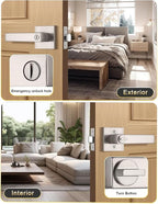 5 Pack Privacy Square Brushed Nickel Door Handles Interior, Keyless Door Knobs for Bedroom/Bathroom, Reversible for Left Right Handed Doors