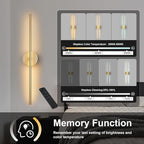 Removable Battery Operated Wall Sconces with Remote Control 350°Rotate LED Wireless Wall Lights with 3 Color Temperatures & Dimming for Bedroom, Hallway,28.3 Inch (2 Pack)