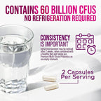 Probiotics 60 Billion CFU per Serving - 10 Strains + Prebiotics - Immune, Digestive & Gut Health Support, Supports Occasional Constipation, Gas & Bloating for Women & Men, Shelf Stable - 180 Capsules
