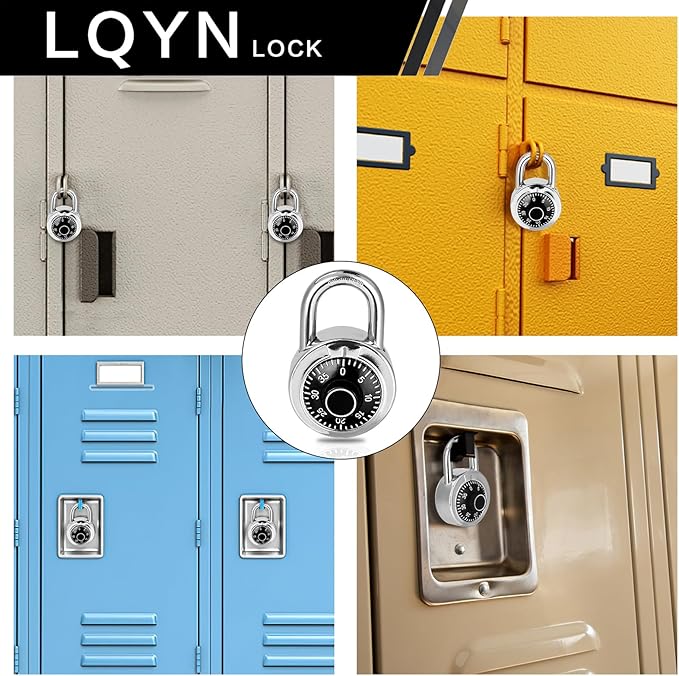 Combination Lock, LQYN Standard Dial Combination Lock, Pack of 100; Black Turnplate, 2 in. Wide, Fixed Three Digital Combination, for School, Gym & Locker, Toolbox, Gate
