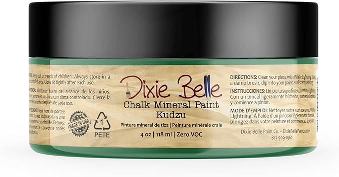 Dixie Belle Paint Company Chalk Finish Furniture Paint - Kudzu (4oz) - Matte Natural Green Chic Chalk Mineral DIY Furniture Paint