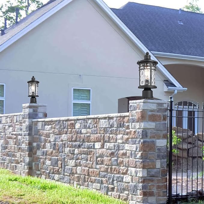 Darkaway Outdoor Post Lights Lamp Posts Outdoor Lighting, Aluminum Post Lights Outdoor Light Fixtures with Water Ripple Glass, Pole Light for Outside Patio Yard Garden