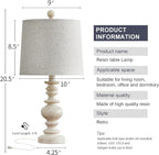 BOBOMOMO Tradition 20.5" Rustic Table Lamp Set of 2 for Living Room Farmhouse Bedside Desk Lamps Bedroom Nightstand Vintage Lamps Linen Washed（Suitable for Decorating Small Areas）
