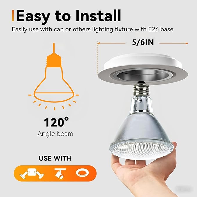 Par30 Halogen Flood Light Bulbs 120V 39W, Long Neck Bulb,39W Equivalent 2700K Warm White Dimmable High Brightness, Great for Accent Lighting, Tracking Light, Recessed Light Bulb（6Pack