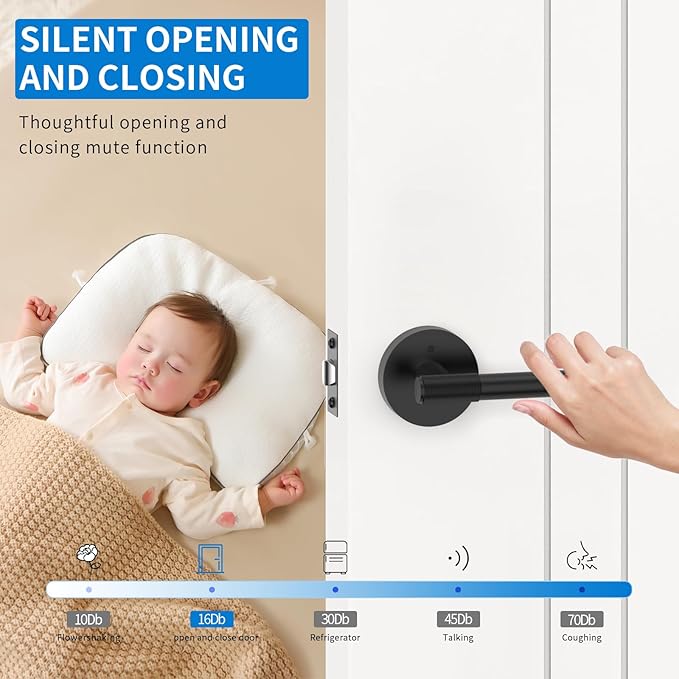 Amerdeco 4 Pack Matte Black Door Handles Interior,Knurled Privacy Door Handles with Lock,Heavy Duty Black Door Lever for Bedroom or Bathroom,Reversible Keyless for Left Right Handed Doors AM0027