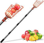 Walensee 8FT Fruit Picker, Adjustable Fruits Picker Tool with Lightweight Stainless Steel Pole and Big Basket, Fruit Catcher Equipment Tree Picker for Apples Mango Pear Orange Avocados Fruit Picking