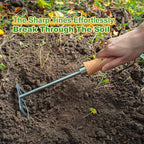 Berry&Bird Premium Hand Rake for Gardening, 5 Tines Hand Tiller Hand Cultivator Small Rake Garden Tool with Wood Handle, Ideal Garden Hand Tools for Digging, Aerating, Weeding and Loosening Soil