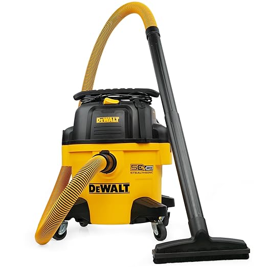 DEWALT 6-Gallon STEALTHSONIC Ultra Quiet Poly Shop Vacuum Wet and Dry, 5 Peak HP Noise Reduction Wet/Dry Vac for Jobsite, Workshop, and Garage, DXV06P-QTB