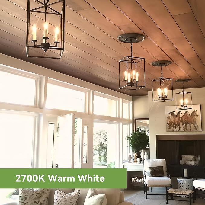 VOLIVO 24 Pack Chandelier LED Bulbs,B11 Candelabra 4.5W, 60 Watt Equivalent, 2700K Clear Glass Filament, E12 Standard Base,Soft White,Classic Edison Fan (Non-dimmable)