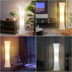 GyroVu 46“ Floor Lamp for Living Room, 3 Color Temperature Led Floor Lamps Column Floor Standing Lamp Corner Lamp for Bedroom, Office& Living Room-White Fabric Lampshade, Bulbs Include