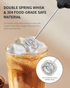 CIRCLE JOY Rechargeable Milk Frother Hanheld, Dual Spring Whisk Electric Coffee Frother, Portable Hand Frother Wand Drink Mixer for Matcha Lattes Cappuccino, Kitchen Gifts, Black