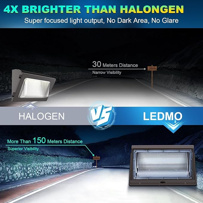 ledmo LED 120W Wall Pack Light with Photocell, 15840LM 5000K Dusk to Dawn Outdoor Commercial Security Lighting, IP65 Waterproof Outdoor Wall Lights