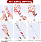 Fruit Picker Pole with Basket Segmented Fruit Picker Pole Tool for Apple Avocado Cherry Lemon Mango Orange Peach Picking(40-160")