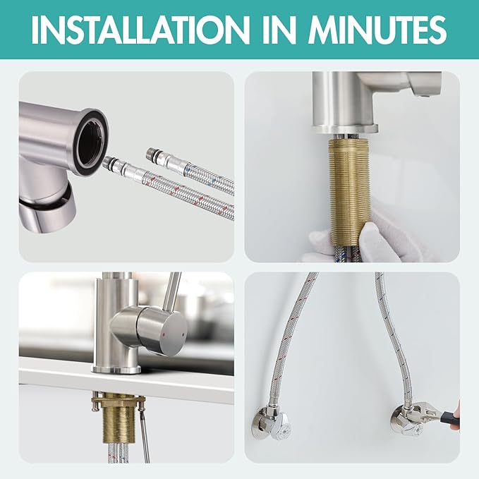 AIMADI Contemporary Kitchen Sink Faucet,Single Handle Stainless Steel Kitchen Faucets with Pull Down Sprayer,Brushed Nickel