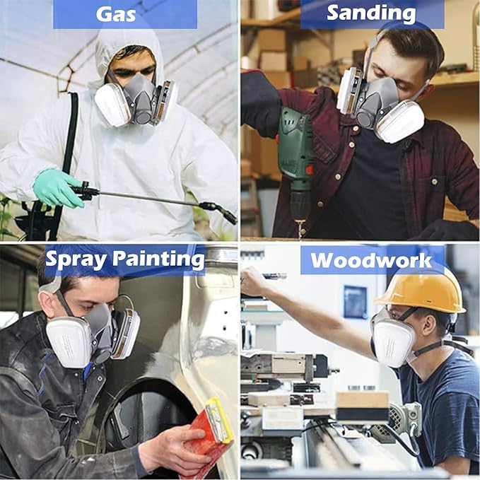 Half & Full Face Respirator Mask with Filters, Gas Masks for Construction Work, Paint, Dust, Spray, Welding, Sanding