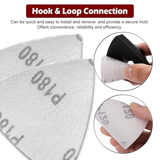 204PCS towbluii Oscillating Multitool Sandpaper, 3-1/8 Inch Triangle Sandpaper for Triangle Sanding Pads, Assorted 40/60/80/120/180/240 Grit 30pcs Each