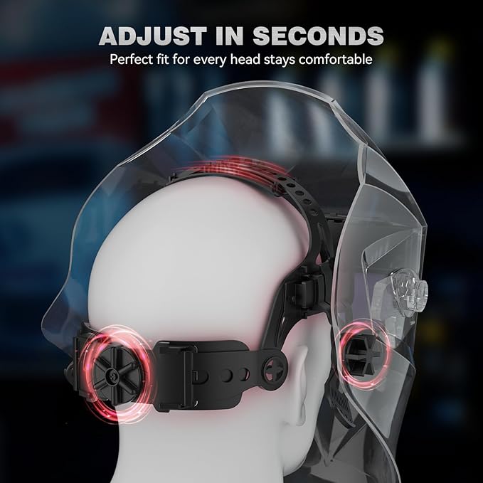 ARCCAPTAIN Welding Helmet Auto Darkening, 1/1/1/1 True Color Welding Hood, 4 Arc Sensor 1/25000s Response Time Solar Powered Weld Hood Helmet, Glossy Black