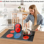 Karinear Electric Cooktop 36 Inch, 5 Burners Electric Stove Top, Built-in Glass Radiant Electric Ceramic Cooktop, Expandable Zones, Lock, Timer, Pause, Metal Edged Protection, 8400W 220~240v Hardwired