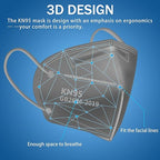 Hotodeal KN95 Face Mask 40 PCs, Grey KN95 Mask, 5 Layers Cup Dust Mask, for Men, Women, Healthcare Worker, Essential Workers