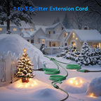 K KASONIC - 40 FT Halloween Lights Outdoor Extension Cord 1 to 3 Splitter, 3 Prong Outlets Plugs, 16AWG/3C SJTW Weatherproof Wire for Holiday Decoration Light, ETL Listed, Green