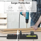 JUNNUJ Heavy Duty 20 Amp Power Strip 2 Pack,High Amp Surge Protector 6 Outlet,Power Strips Surge Protection 4800J with Circuit Breaker, 12 Gauge Extension Cord 4ft