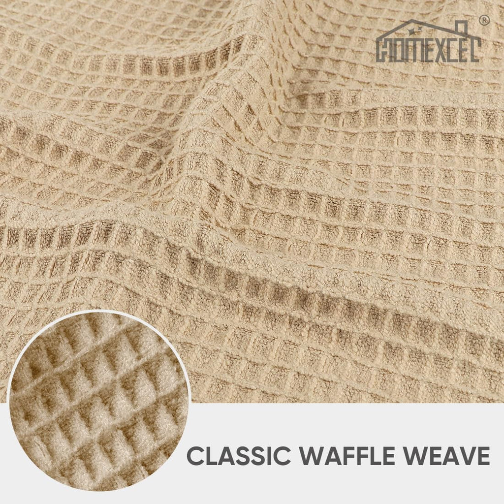 HOMEXCEL Waffle Weave Microfiber Cleaning Cloth, 6 Pack Highly Absorbent Cleaning Rag for Household, Reusable Kitchen Towels, Scratch-Free Barista Towels, 12 x 12 Inches, Brown