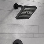 Voolan High Pressure Rain Shower Head - Luxury Modern Look - The Adjustable Replacement For Your Bathroom Showerhead - 6" Square High Flow Pressure Boosting Showers (Matte Black)