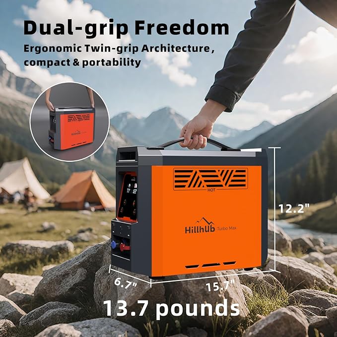 Hillhub Portable Propane Water Heater for Camping, Instant Hot Water Heater On Demand with 4000mAh Battery for Outdoor Showering and Cleaning, Included Water Pump & Showerhead