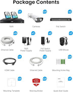 ZOSI 32 Channel 4K PoE Security Camera System, 24x 4K Spotlight Cameras Outdoor Indoor, Face Person Vehicle Detection, 2 Way Audio, 32CH 8MP Surveillance NVR with 8TB HDD for Business 24/7 Recording