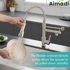 AIMADI Contemporary Kitchen Sink Faucet,Single Handle Stainless Steel Kitchen Faucets with Pull Down Sprayer,Brushed Nickel
