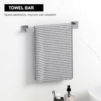 Bathroom Accessory Towel Bar Set: 5 Pieces Brushed Nickel Bathroom Hardware Square SUS304 Stainless Steel - Wall Mounted Towel Rack&Toilet Paper Holder&Towel Ring and Robe Hooks.