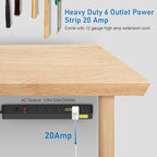 CCCEI Heavy Duty Power Strip Surge Protector 20 Amp, High Amp Industrial Shop Garage Metal Multiple Outlets, 15 FT 12 Gauge 5-15P Extension Cord 6 Outlet 6-20R T-Slot 20a for Appliance. Black.