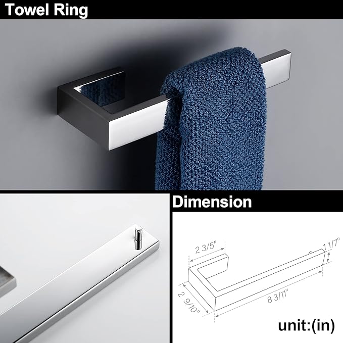 BAGNOLUX Bathroom Hardware Set, Bath Towel Holder Set SUS304 Stainless Steel, Towel Rack for Wall Mounted, Chrome Bathroom Accessories Set Fixture Heavy Duty, Polished Chrome