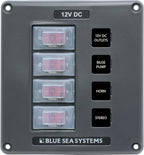 Blue Sea Systems 4320 Water-Resistant Circuit Breaker Switch Panel, Gray, 4 Positions