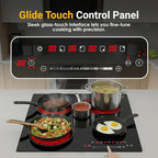 K&H 4 Burner 24 Inch Built-in Electric Stove Top Radiant Ceramic Cooktop SLIDER Touch Control 240V 7200W CE24-7206SL