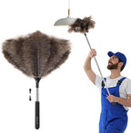 Soarer Extendable Ostrich Feather Duster - 40 inches Fluffy Long Handle Reusable Feather Duster for Cleaning Ceiling Fan,Pendant lamp, High Ceiling, Blinds, Furniture