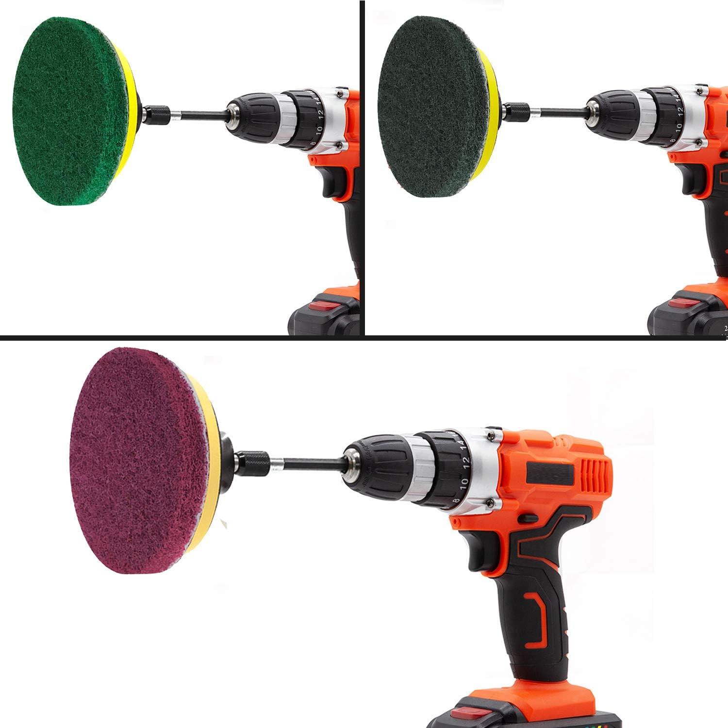 Power Scrubber Pads Drill Attachment, GOH DODD 26 Pieces 4 Inch Headlight Restoration Kit Drill Brush Scouring Cleaning Pads for Kitchen, Bathroom, Grout, Carpet, Shower, Tub, Grill,Tile, Sanding