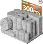 Furniture Pads 300 Pcs Premium Furniture Felt Pads (Grey), Huge Quantity Self Adhesive Felt Furniture Pads, Anti Scratch Floor Protector for Furniture Legs Hardwood Floor with 60 Cabinet Door Bumpers