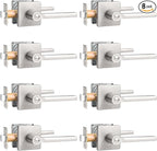 Probrico Privacy Door Handle Interior Heavy Duty Square Brushed Nickel Door Knobs for Bedroom Bathroom Reversible Keyless Door Lever Satin Nickel, 8 Pack