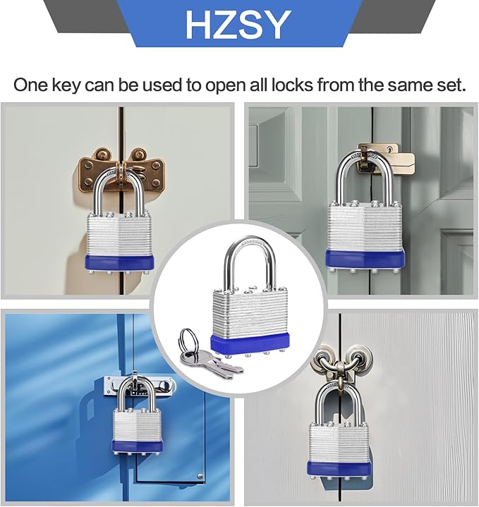 Padlocks Keyed Alike, Pack of 24, Laminated Steel Keyed Lock (1-9/16", 40mm), Padlocks with Same Key, Normal Shackle, for Toolbox, Locker & StorageUnit or More