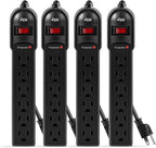 KMC 6-Outlet Surge Protector Power Strip 4-Pack, Overload Protection, 2-Foot Cord, 600 Joule