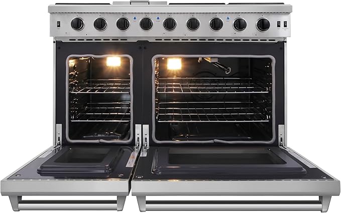 THOR Kitchen Freestanding 48-Inch Gas Range with Double Oven in Stainless Steel - Model LRG4807U + LP Conversion Kit