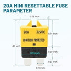 NuIth Manual Reset Mini Fuse Circuit Breakers 20A, E39 Low Profile ATO/ATC Circuit Breaker Blade Fuse 12V-32V DC 20A Re-settable Standard Blade Fuses for Car Truck RV Marine (2PCS-20A)