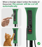 CCCEI Outdoor Power Strip Weatherproof with Stake, Waterproof Extension Cord with Multiple Outlets, Christmas Exterior Garden Decor, Yard, Camping, 4 Plugs, Surge Protector 10FT, Green.