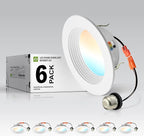 ASD 4 Inch Retrofit LED Recessed Lighting | Metal Trim White 10W 849LM 120V 2700K-5000K Adjustable Ceiling Downlights | Triac Dimmable Wet Rated Room Can Lights, ETL Energy Star, 6 Pack