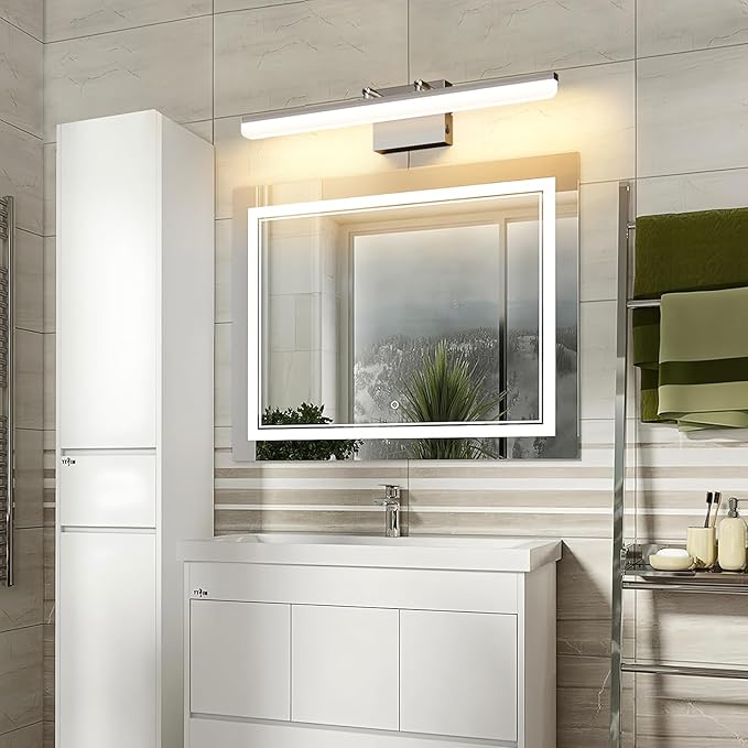 Brushed Nickel Vanity Light 24", 5CCT Dimmable LED Bathroom Light Bar, 18W Wall Mount Fixture with Adjustable Angle & ETL Driver – Modern Lighting for Bathroom, Powder Room, Bedroom