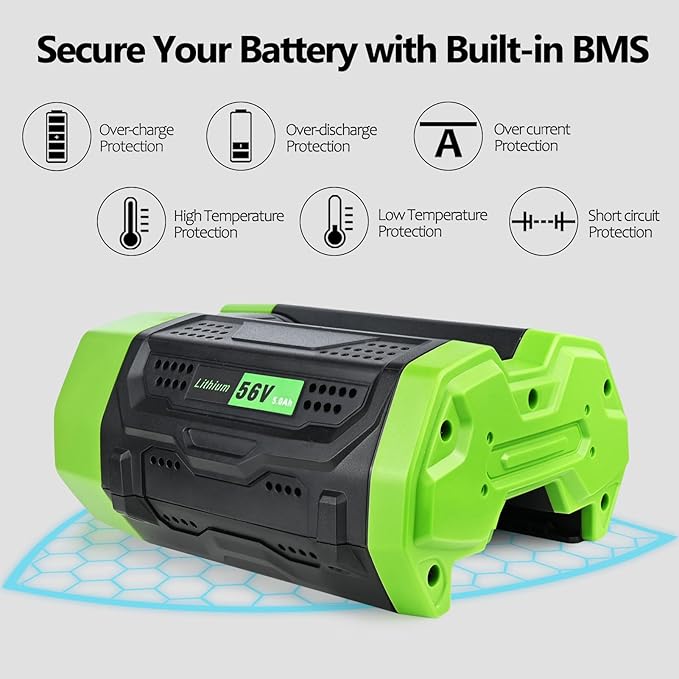 Replacement for EGO 56V Batttery 5.0Ah BA2800 BA2800T BA4200 BA1400 BAT1400T BA5600T Compatible with EGO 56V Power Tools Lawn Mower, Leaf Blower, Chainsaw